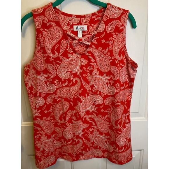D & Co Denim & Co Womens Sleeveless Orange/White Size Small Front Detail - Picture 6 of 6